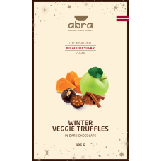 Abra ziemas trifeles ar ķirbjiem un āboliem tumšajā šokolādē kastītē (bez pievienota cukura), 117g